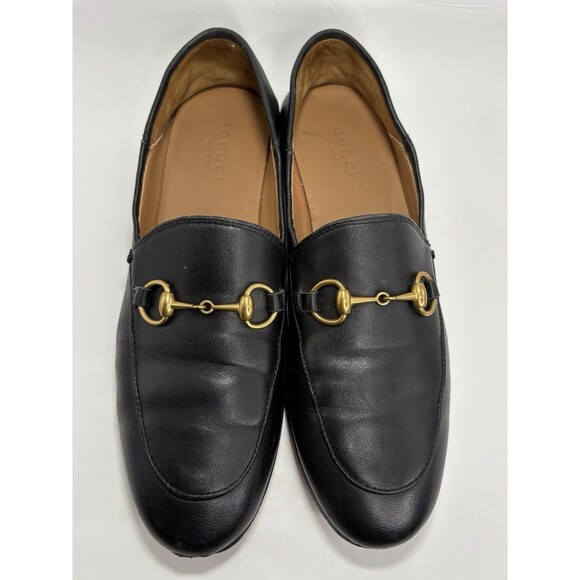Gucci Brixton Loafers Black Leather w/ Gold Horse-bit Accent Buckle Sz EU 36 6 - Picture 1 of 13